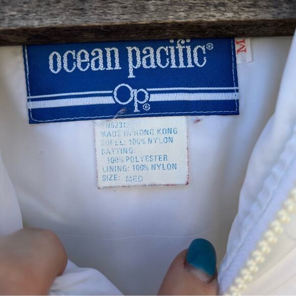 Vintage 80s Ocean Pacific pastel color block diagonal stripe ski coat jacket - Picture 4 of 5